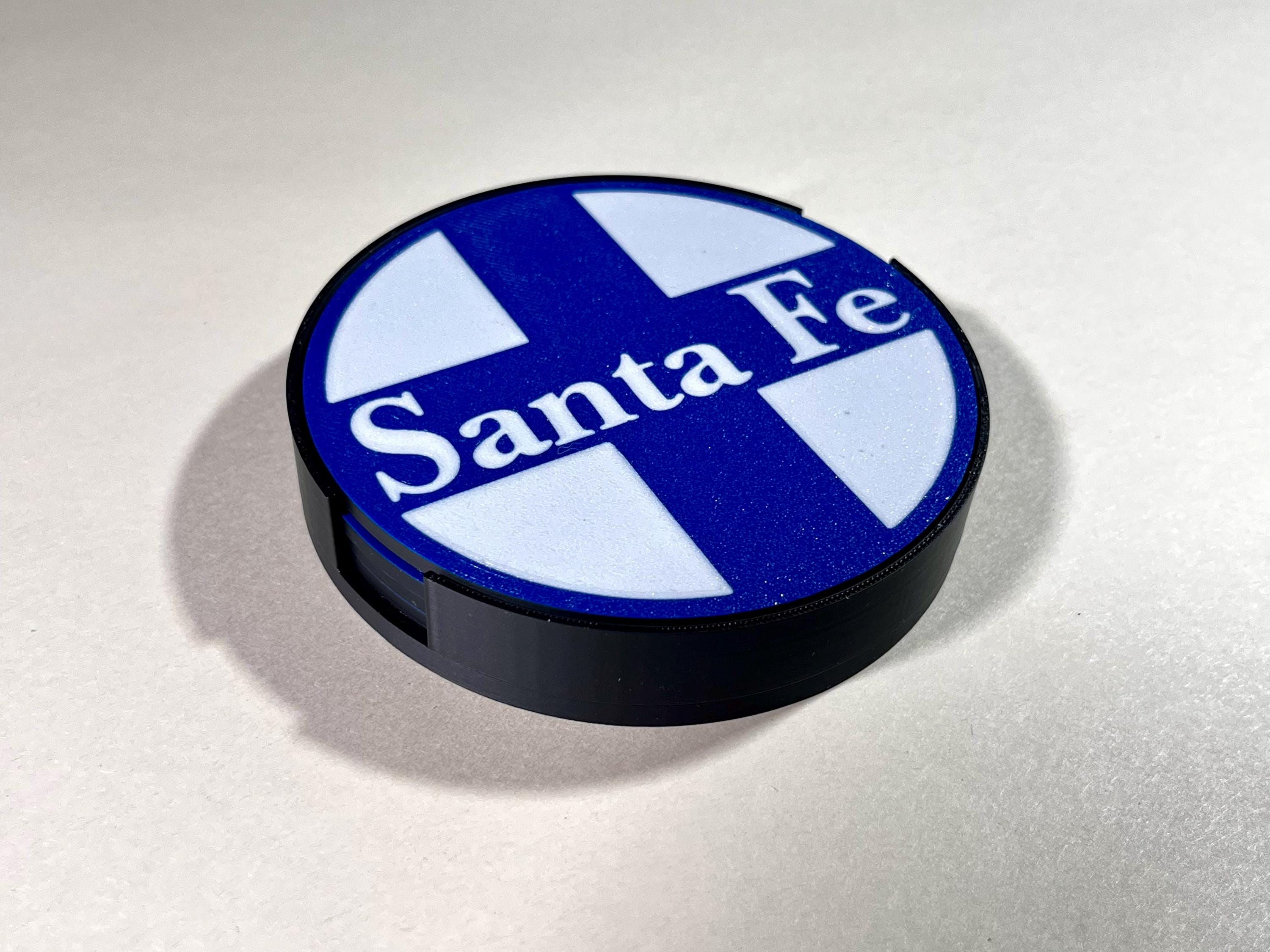 Santa Fe coaster set with holder, railroad coaster set, railroad gift, railroad enthusiast, holiday gifts, train lover, model railroading