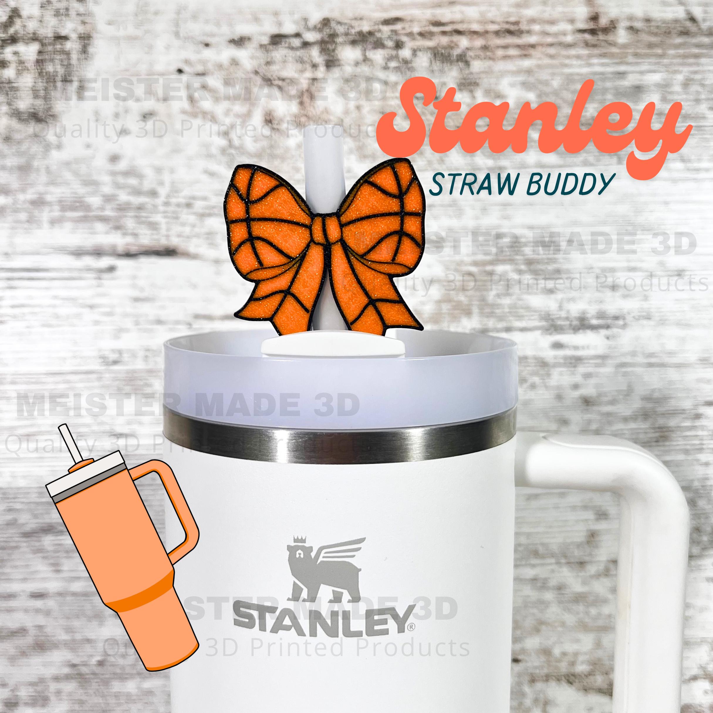 Basketball Bow Stanley Straw Buddy, Stanley Accessories, Straw Topper, trending Stanley, Christmas gifts, tumbler accessories, sports gifts
