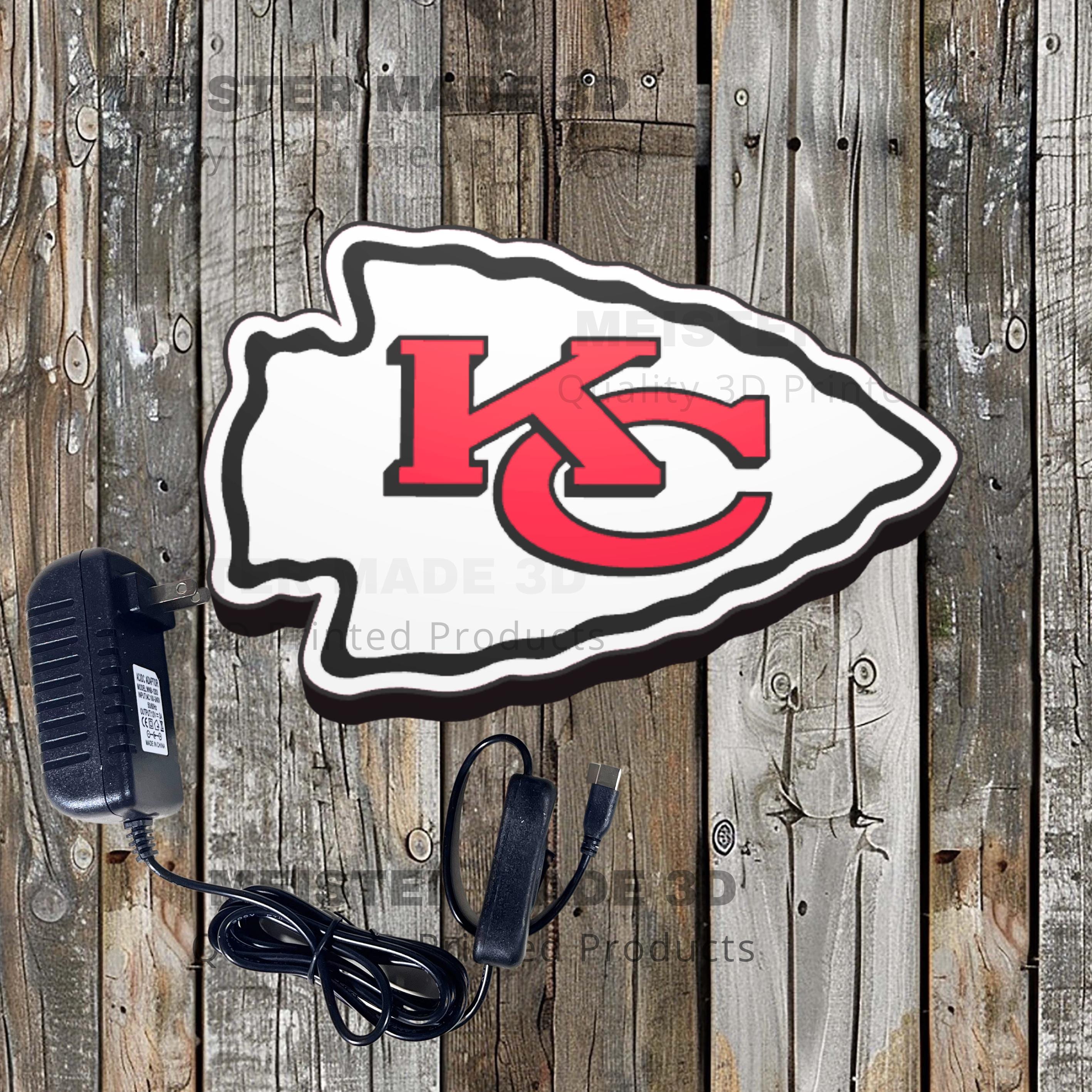 KC, Light Up Sign, Football, Kansas City, LED Sign, Chief, gift for football lover, illuminated sign, sports gifts, arrowhead