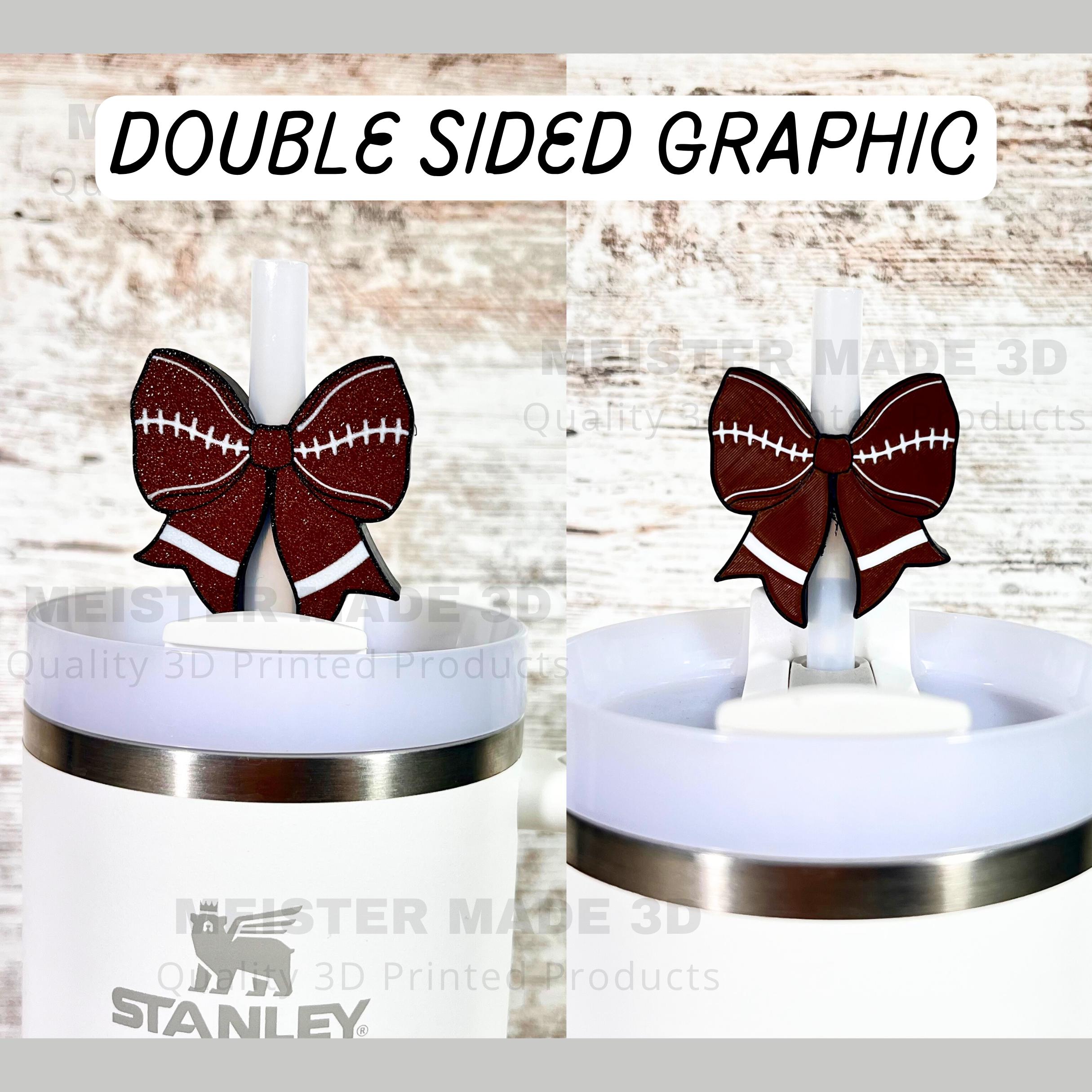Football Bow Stanley Straw Buddy, Stanley Accessories, Straw Topper, trending Stanley, Christmas gifts, tumbler accessories, sports gifts