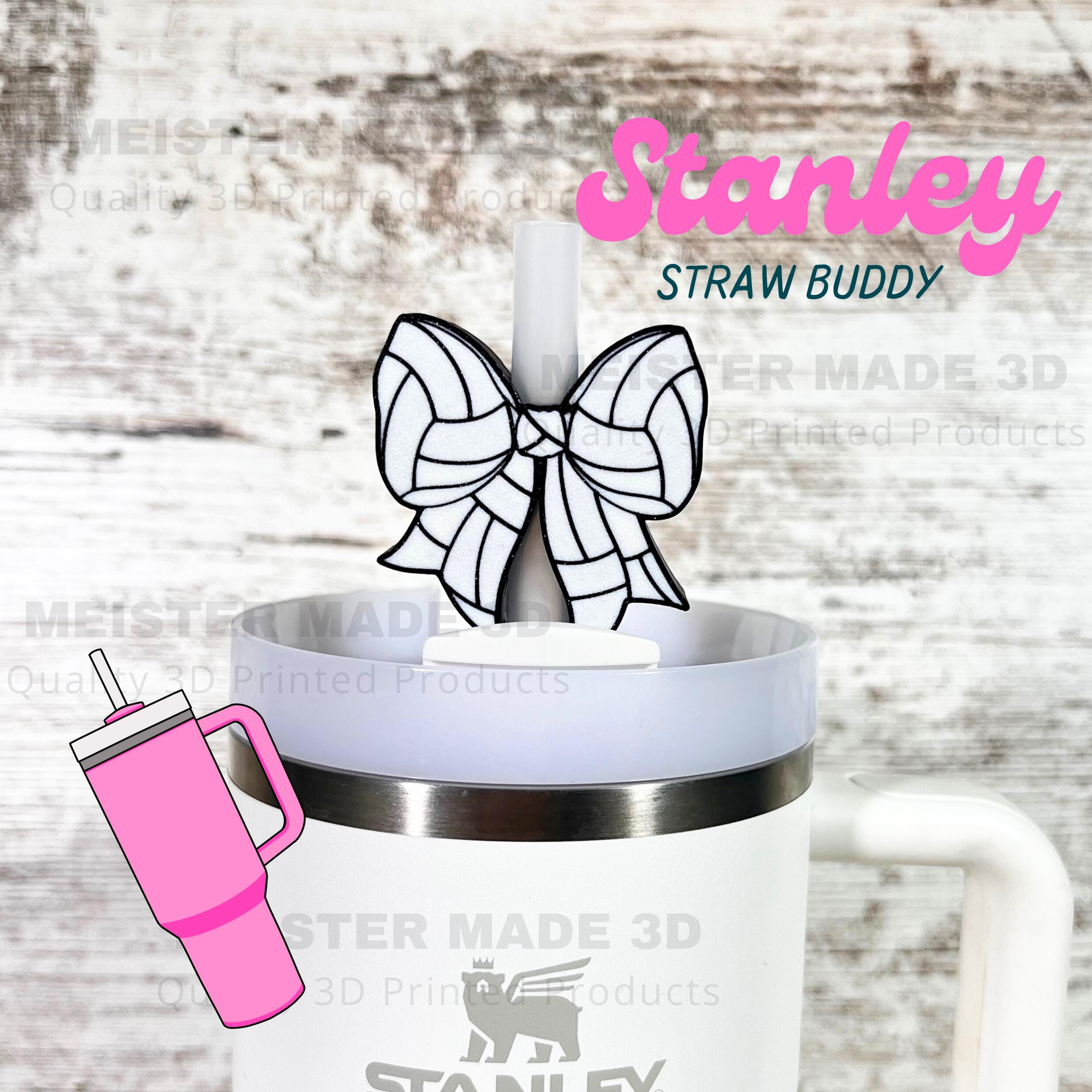 Volleyball Bow Stanley Straw Buddy, Stanley Accessories, Straw Topper, trending Stanley, Christmas gifts, tumbler accessories, sports gifts