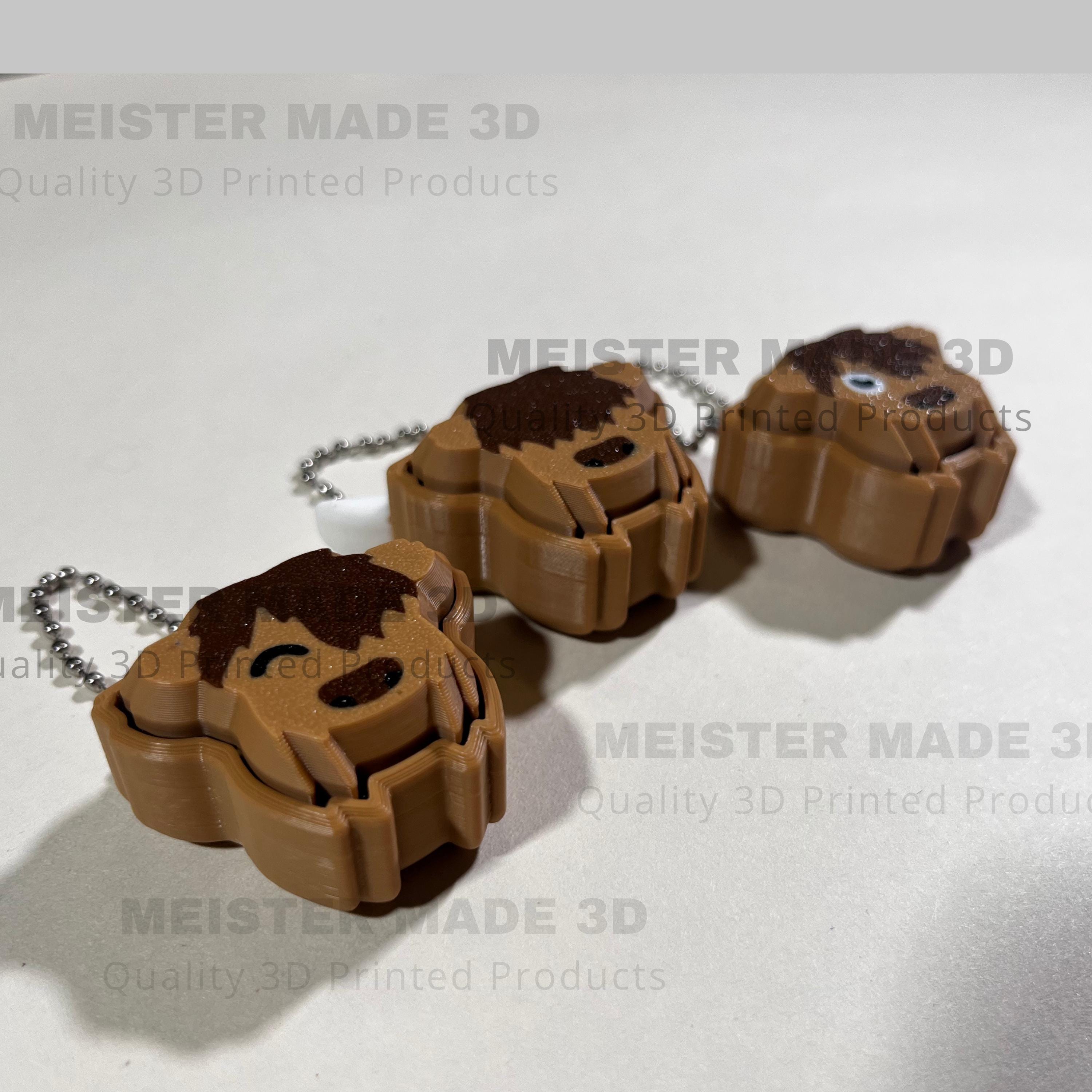 Highland Cow Fidget Clicker Keychain with Horn or No Horn Base and 3 Cap Options | 3D Printed Sensory Toy for Stress Relief and Fun, ADHD