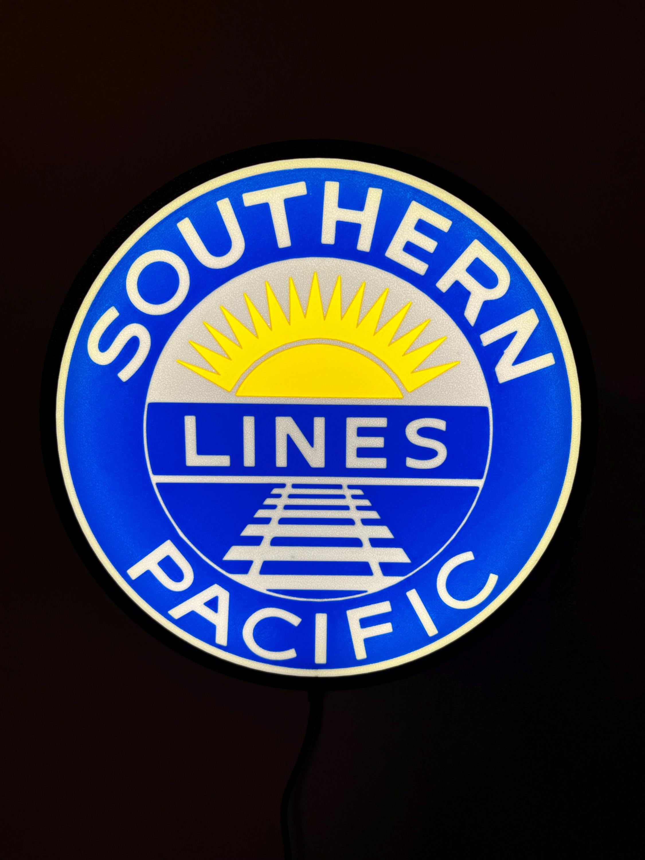 Southern, Pacific, Light up sign, Railroad sign, train gift, LED signs, illuminated sign, train enthusiast, gift for railroad lover