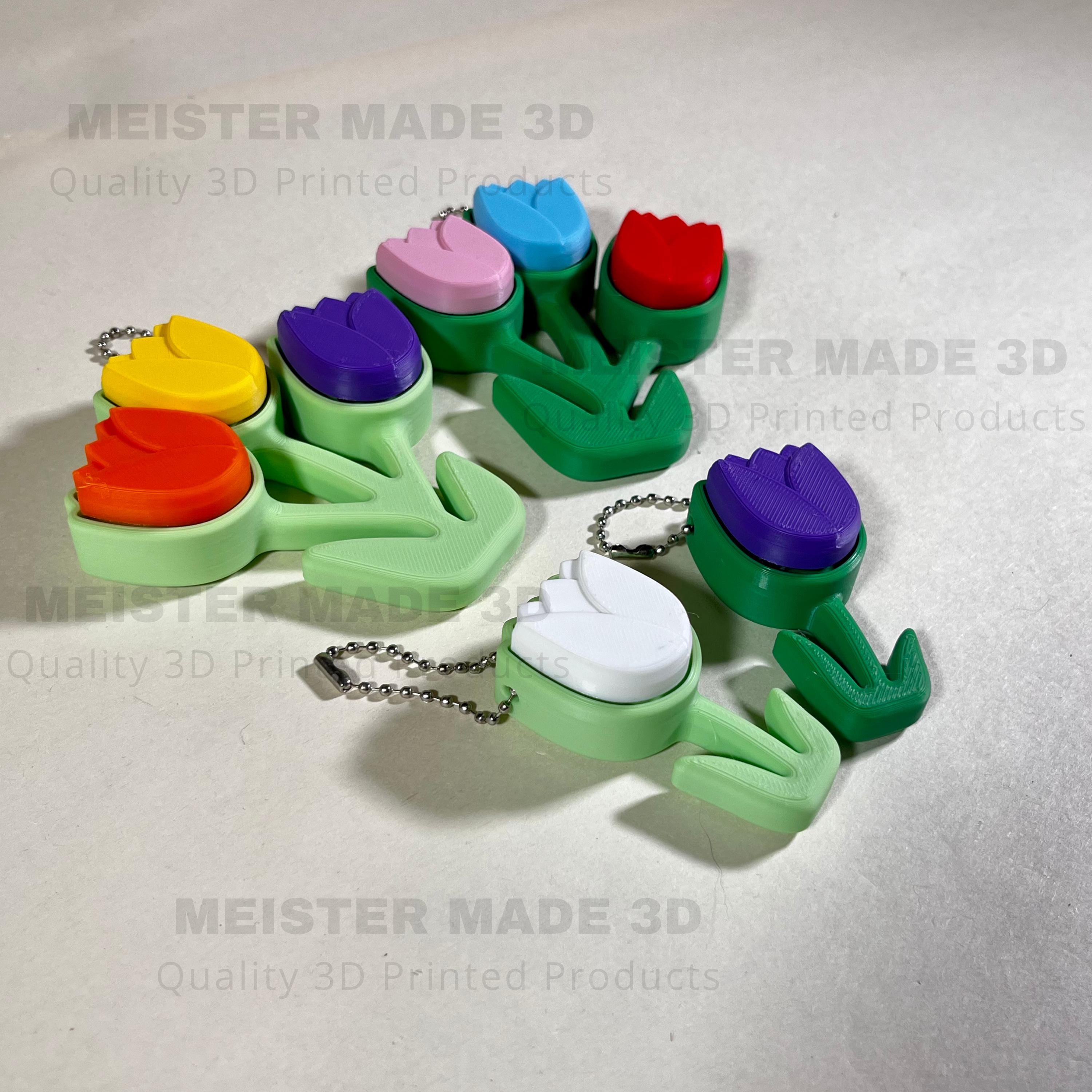Colorful Tulip Fidget Clicker Keychain