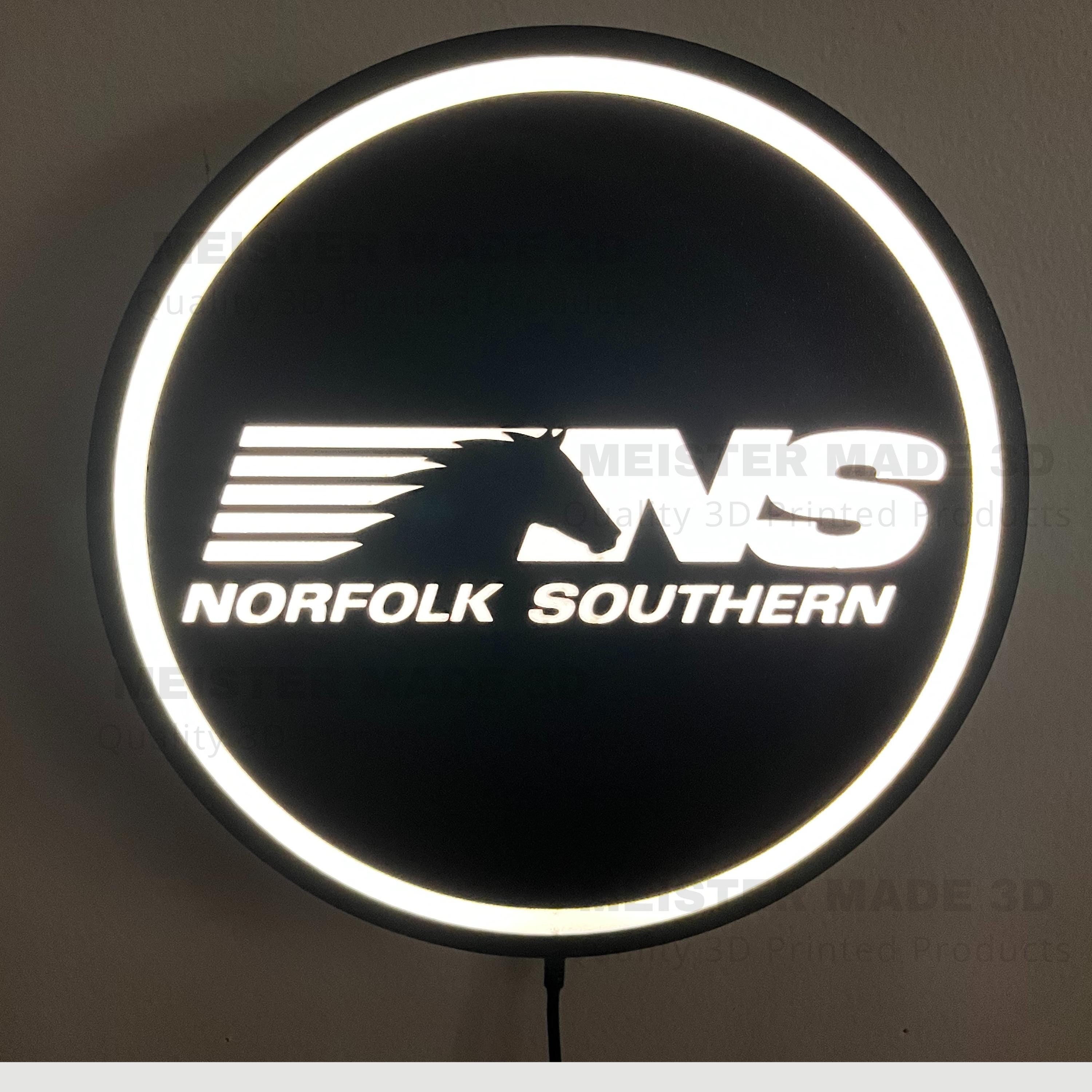 NS, Light Up Sign, LED Sign, train gifts, railroad collector, railroad sign, light up train sign, model railroad gift, Norfolk