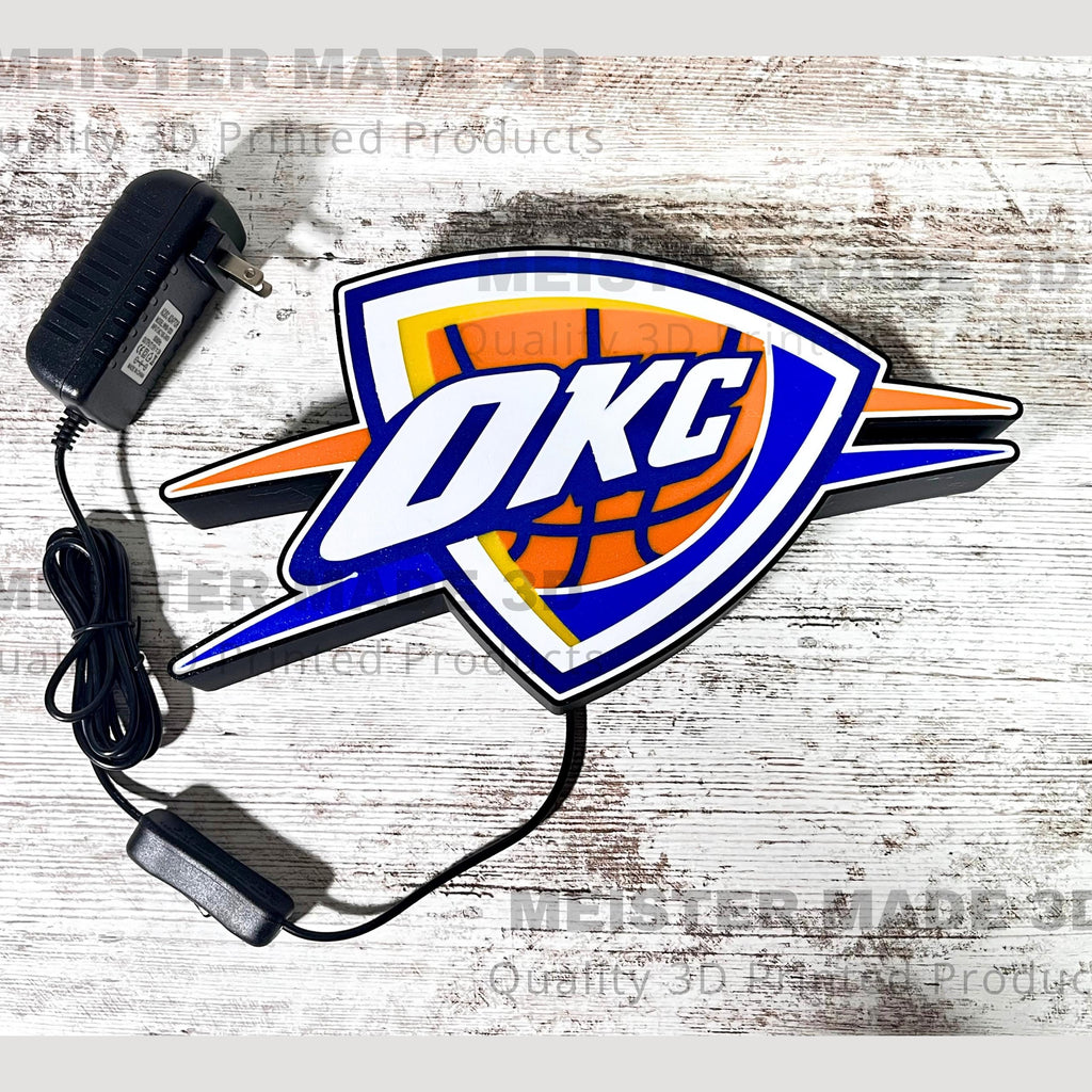 OKC light up Sign, illuminated wall hanging sign, sports gifts, Oklahoma city,  trending sports gifts, gift for basketball lover, thunde
