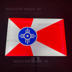 ICT light up Sign, Wichita Kansas Flag, LED signs, illuminated sign, local flags, night light, shop local, red white and blue signs