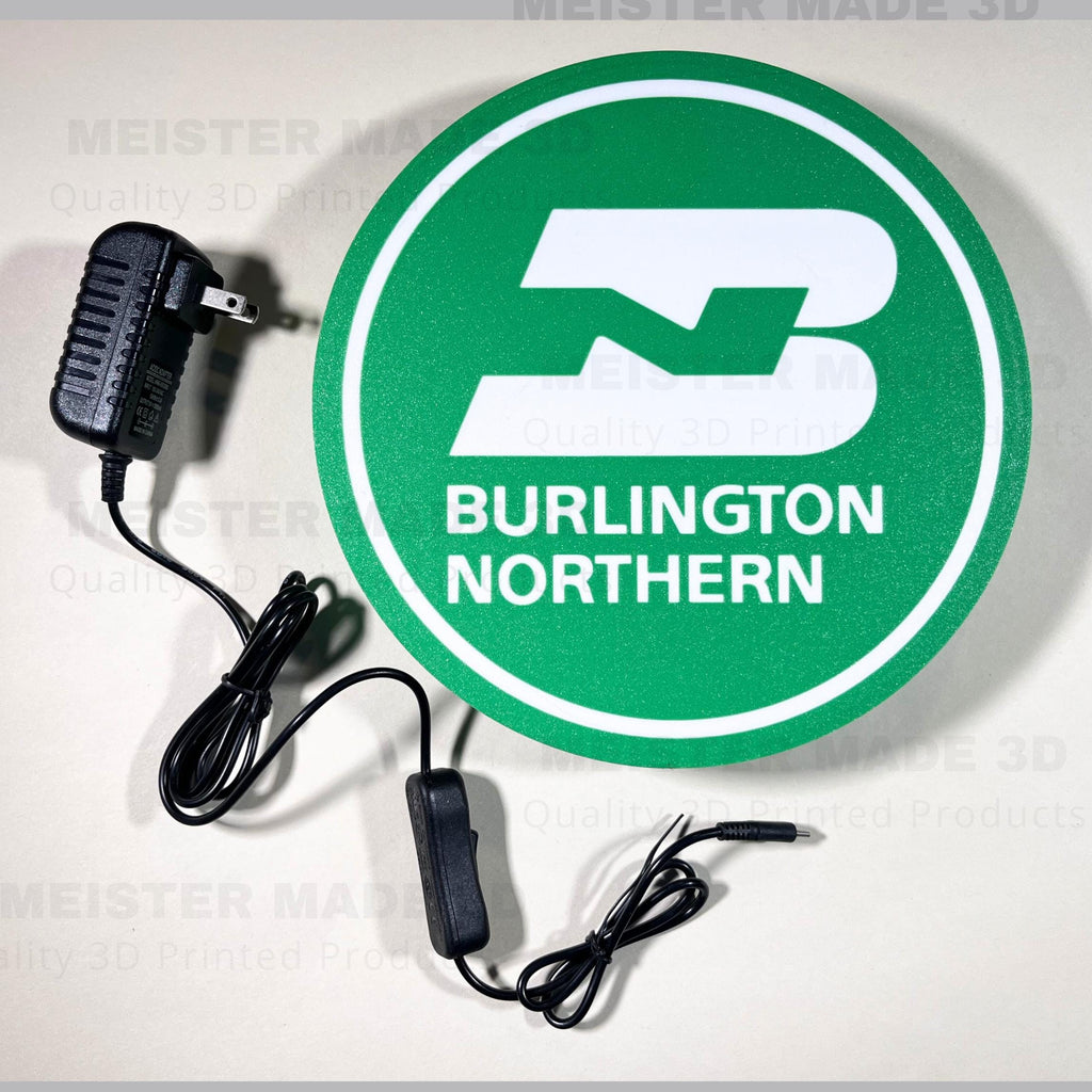 Burlington Northern light up sign, train gifts, railroad collector, railroad sign, train sign, model railroad gift, illuminated signs
