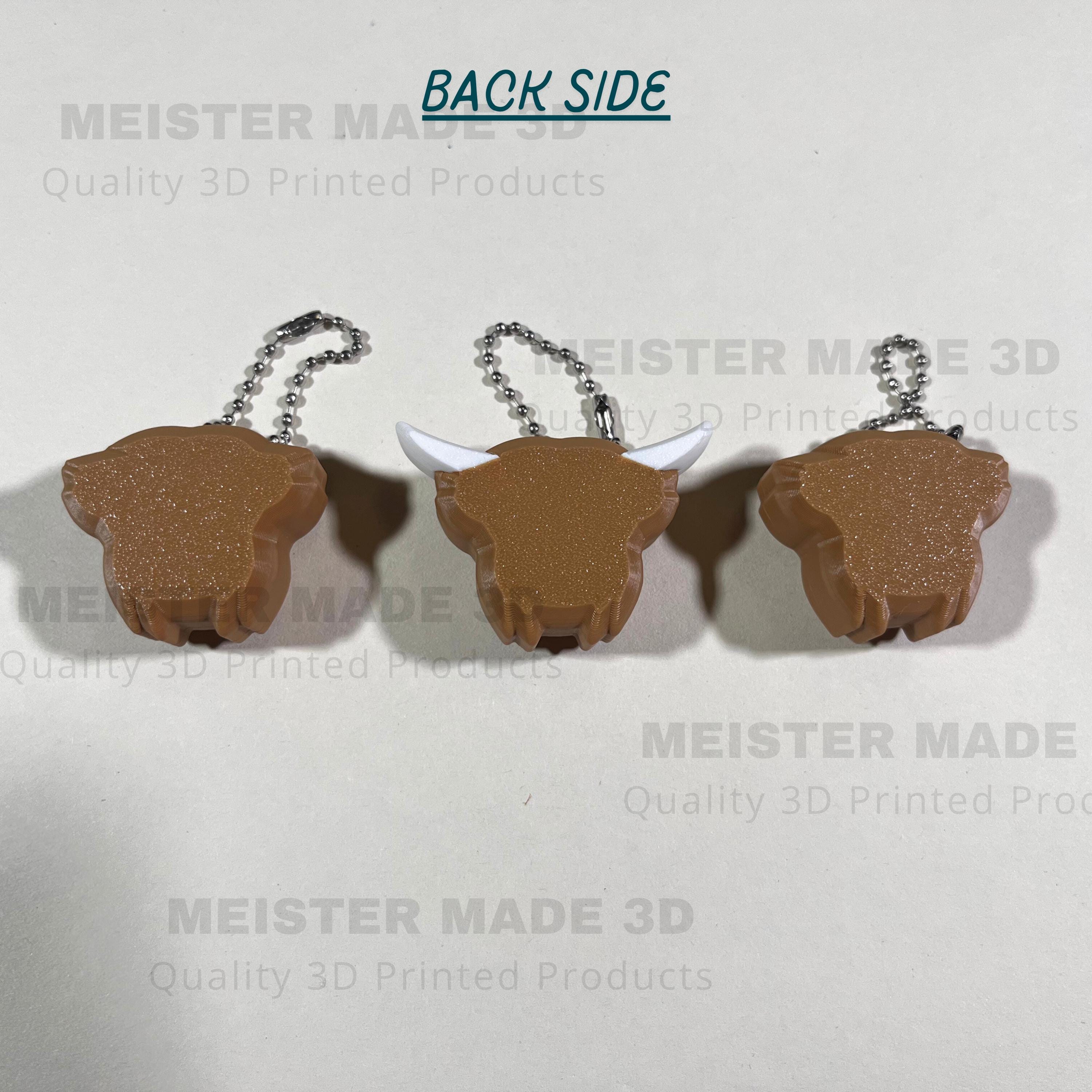 Highland Cow Fidget Clicker Keychain with Horn or No Horn Base and 3 Cap Options | 3D Printed Sensory Toy for Stress Relief and Fun, ADHD