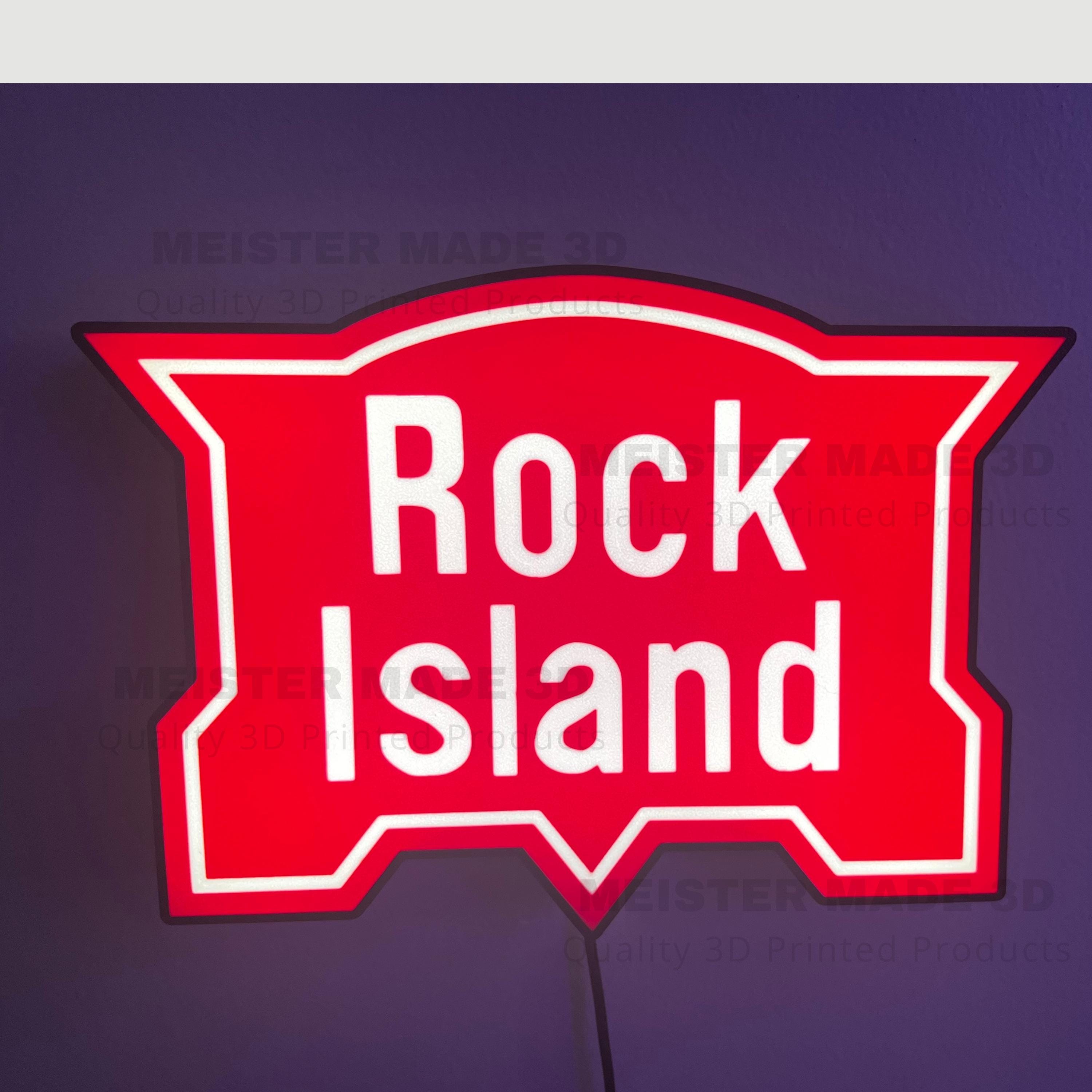Rock Island light up sign, train gifts, railroad collector, railroad sign, light up train sign, model railroad gift, illuminated signs