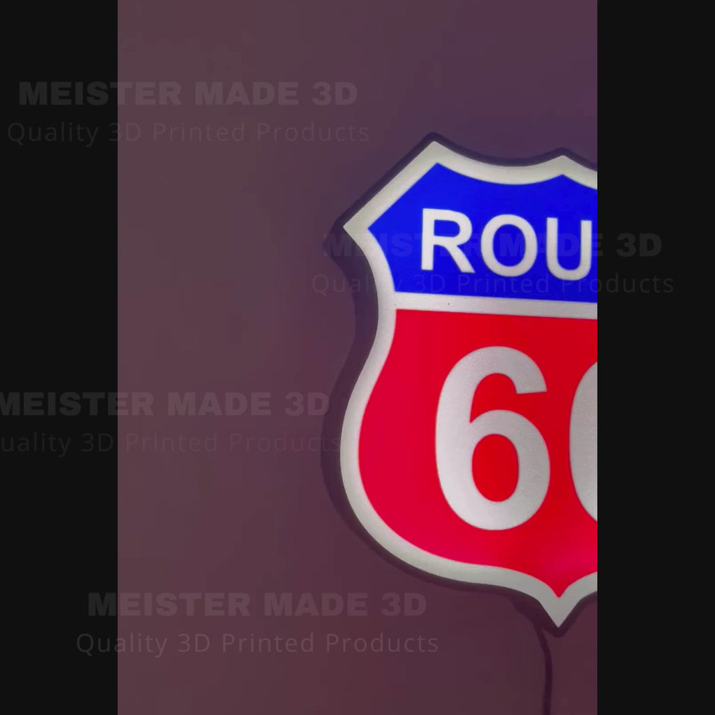 Route 66 LED Illuminated Sign