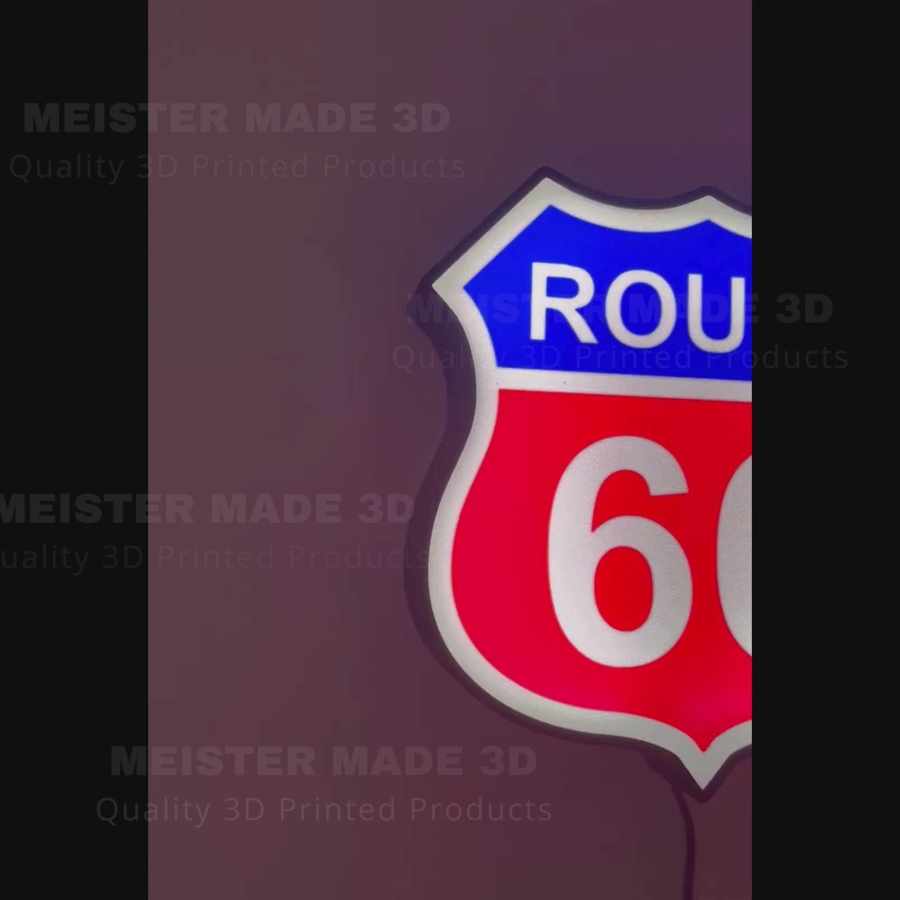 Route 66 LED Illuminated Sign