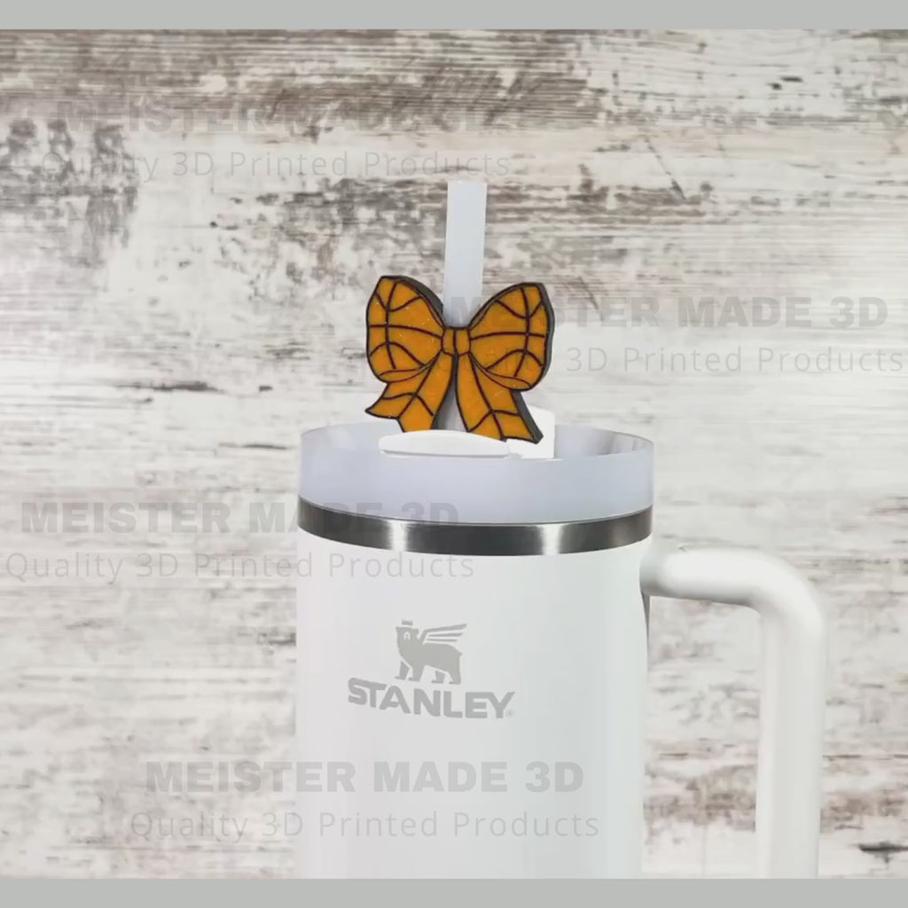 Basketball Bow Stanley Straw Buddy, Stanley Accessories, Straw Topper, trending Stanley, Christmas gifts, tumbler accessories, sports gifts