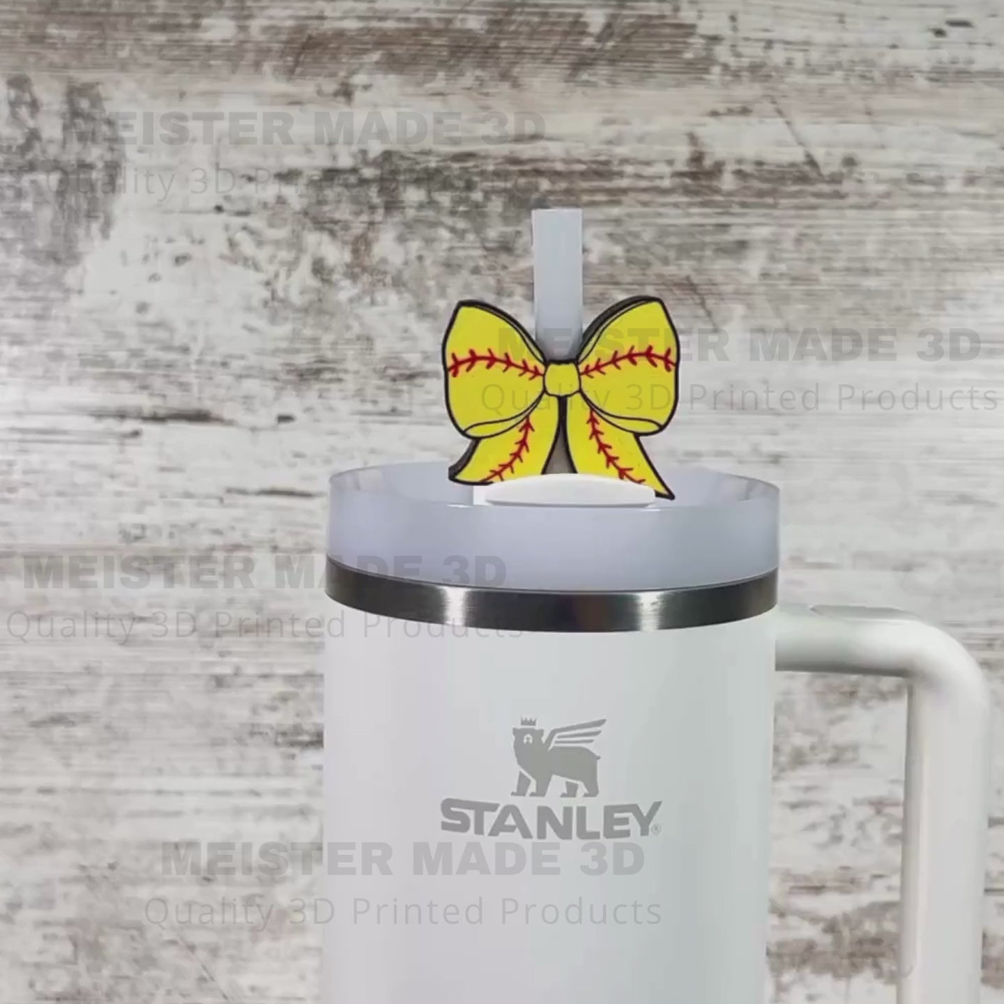Softball Bow Stanley Straw Buddy, 20,30,40oz tumblers