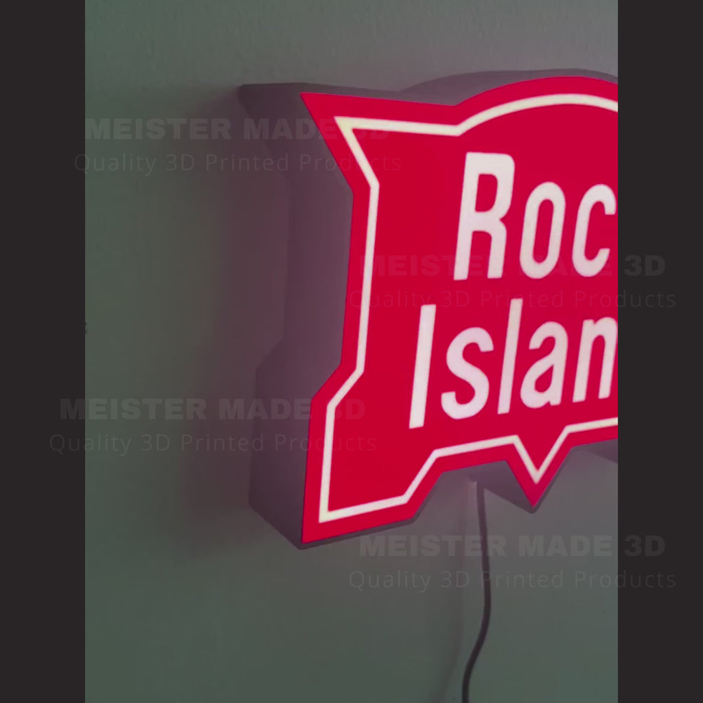 Rock Island light up sign, train gifts, railroad collector, railroad sign, light up train sign, model railroad gift, illuminated signs