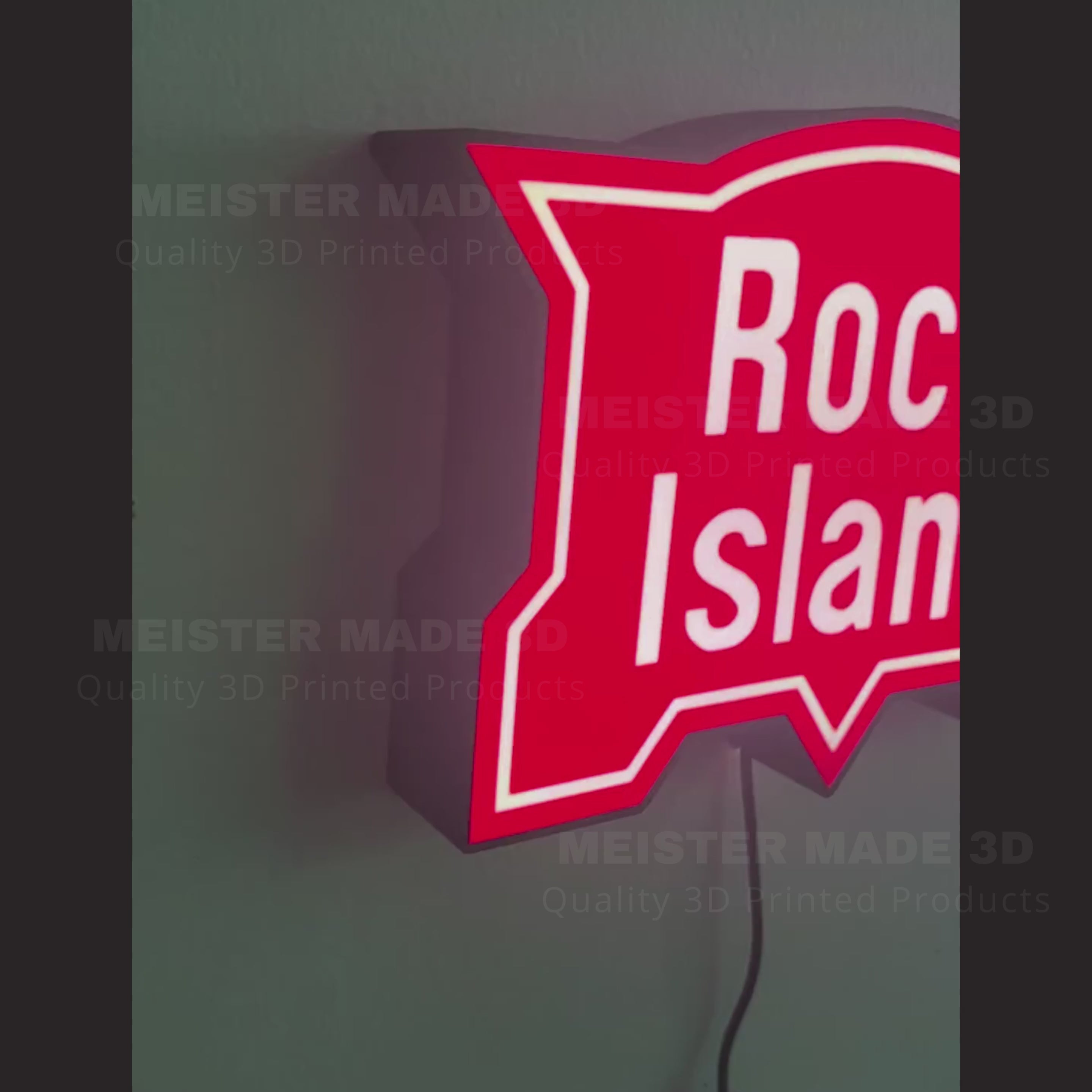 Rock Island light up sign, train gifts, railroad collector, railroad sign, light up train sign, model railroad gift, illuminated signs