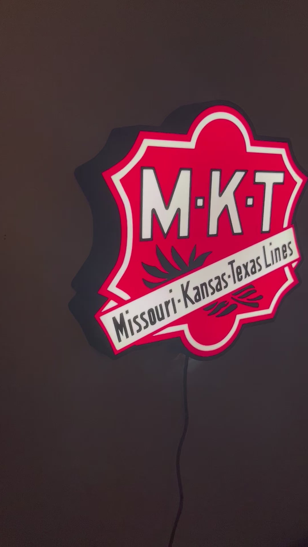 MKT, light up sign, train gifts, railroad collector, railroad sign, light up train sign, model railroad gift, illuminated signs, Mo, Ks, Tx
