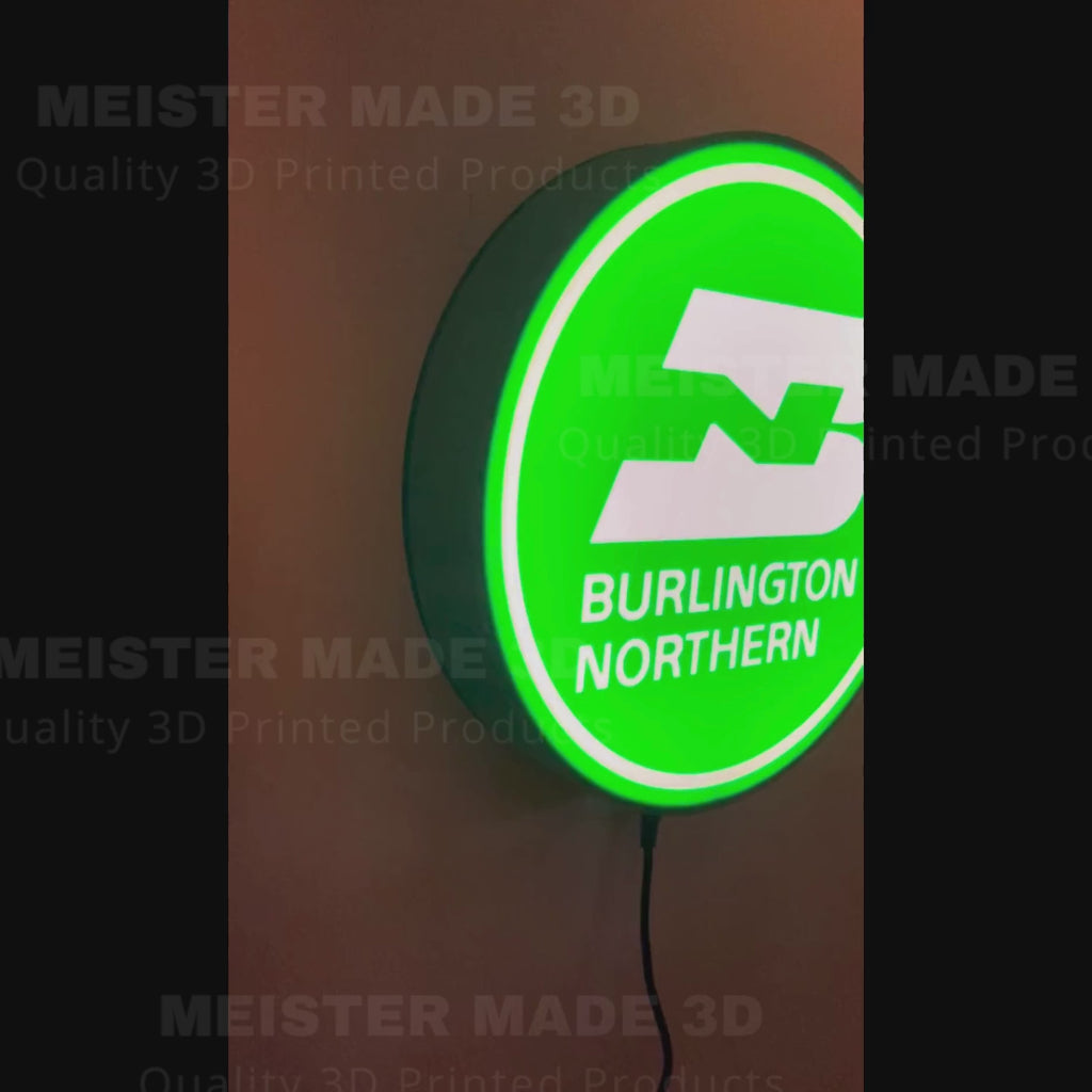 Burlington Northern light up sign, train gifts, railroad collector, railroad sign, train sign, model railroad gift, illuminated signs