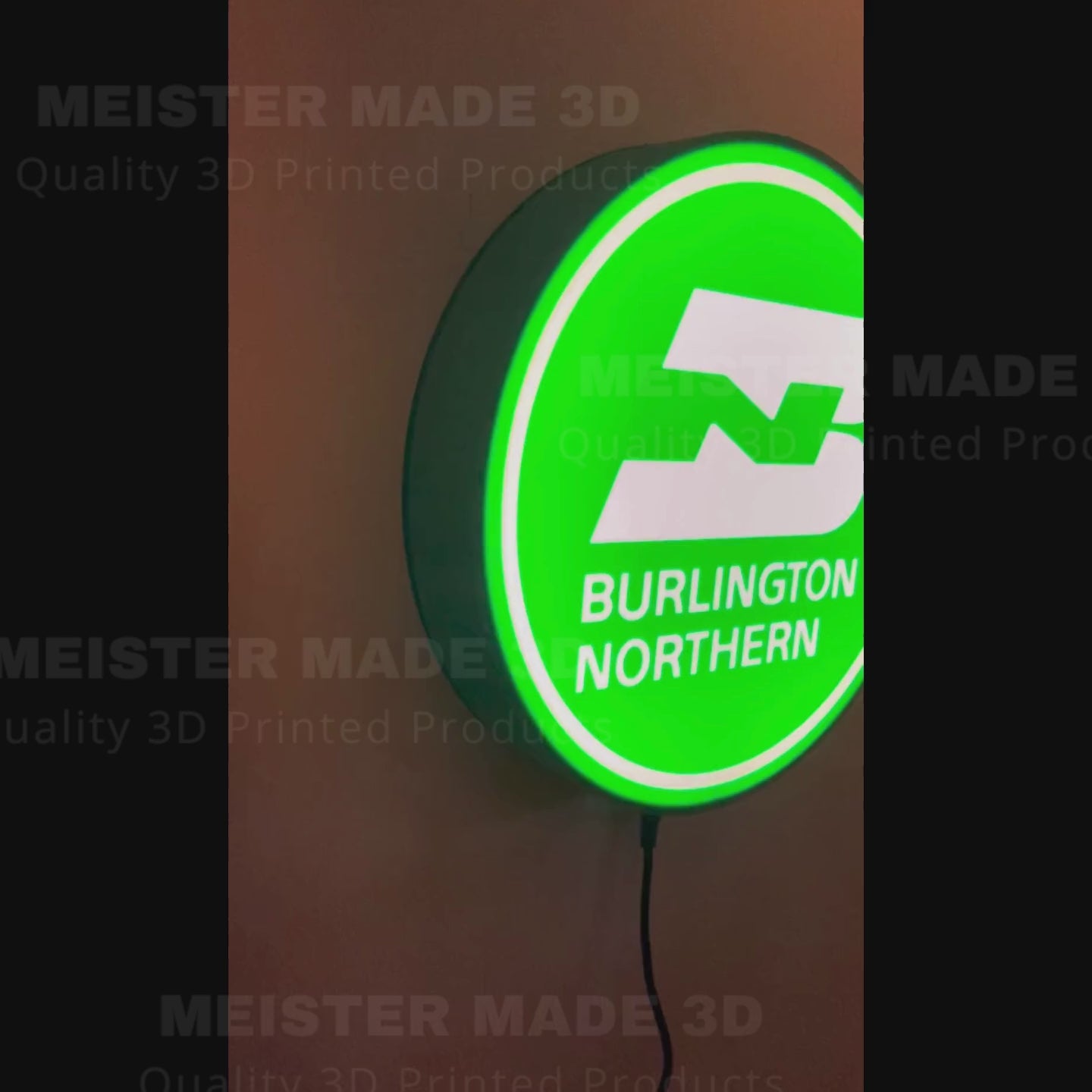 Burlington Northern light up sign, train gifts, railroad collector, railroad sign, train sign, model railroad gift, illuminated signs