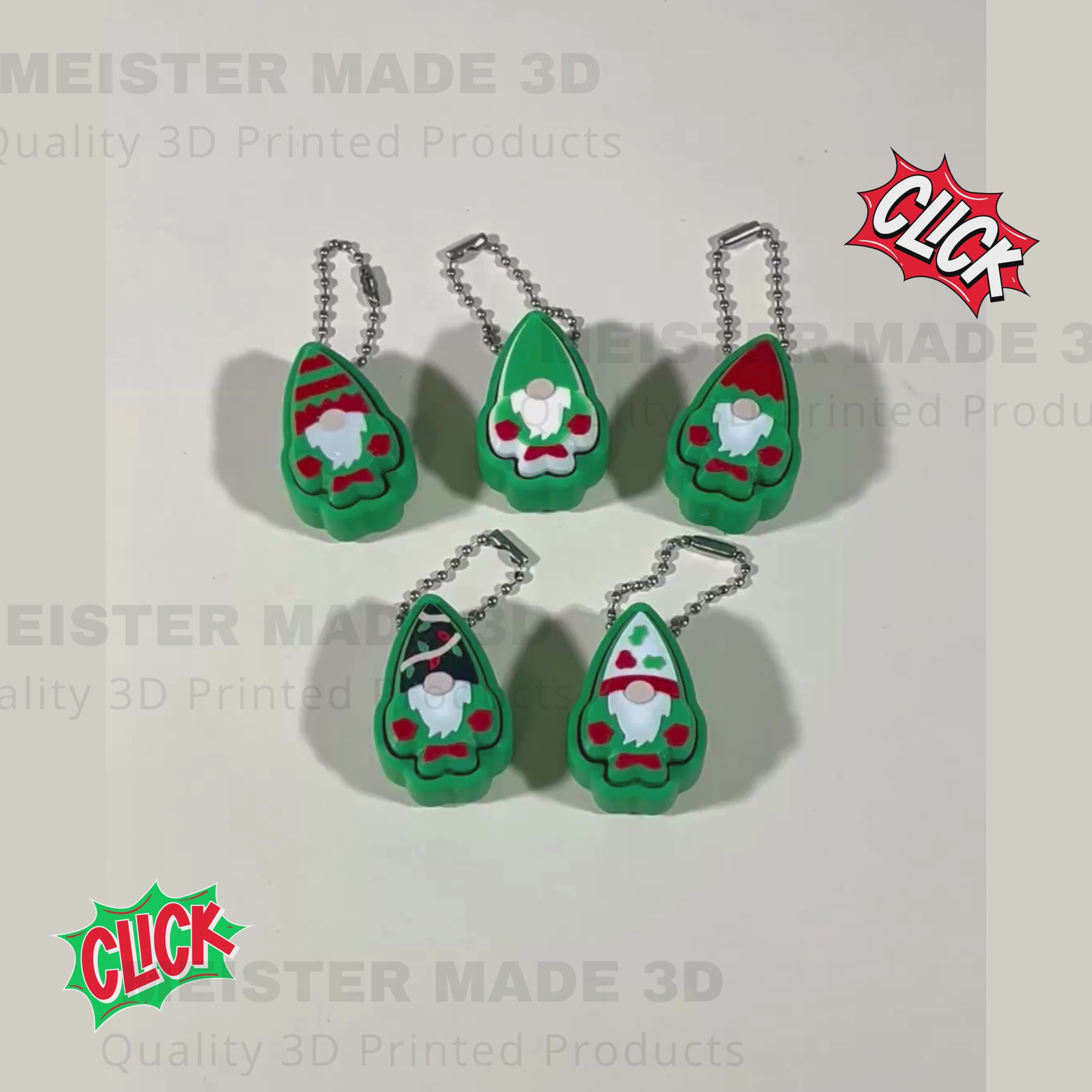 Christmas Gnome Fidget Clicker Keychain