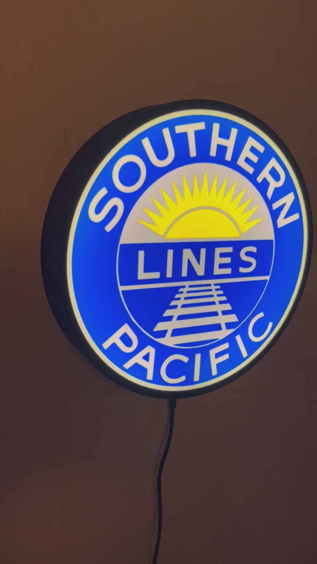 Southern, Pacific, Light up sign, Railroad sign, train gift, LED signs, illuminated sign, train enthusiast, gift for railroad lover
