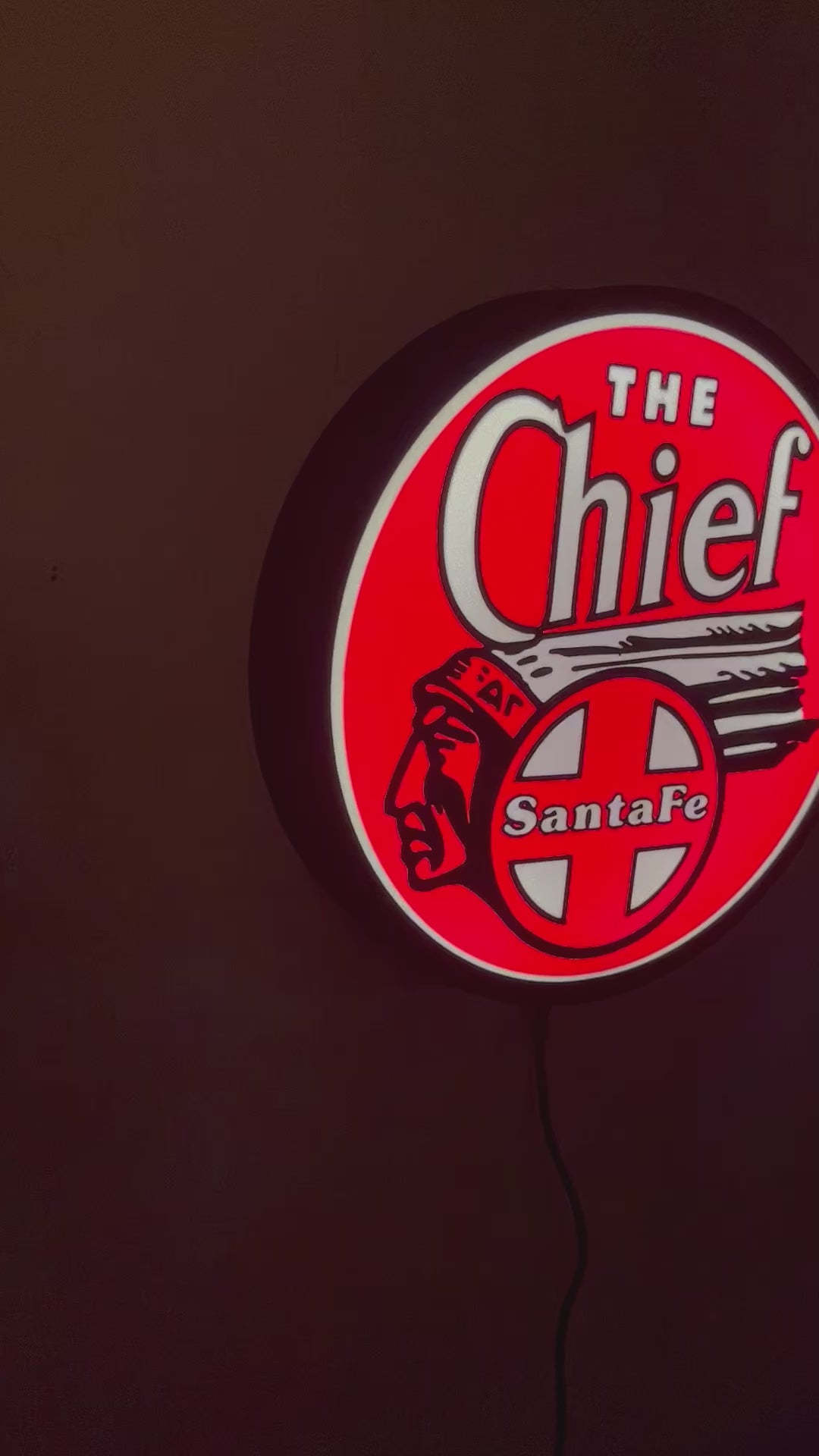 Santa Fe, Super Chief, light up sign, train gifts, railroad collector, railroad sign, light up train sign, illuminated signs, trains, chief